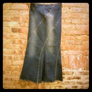 Denim Maxi Mermaid Skirt--Jeans Skirt